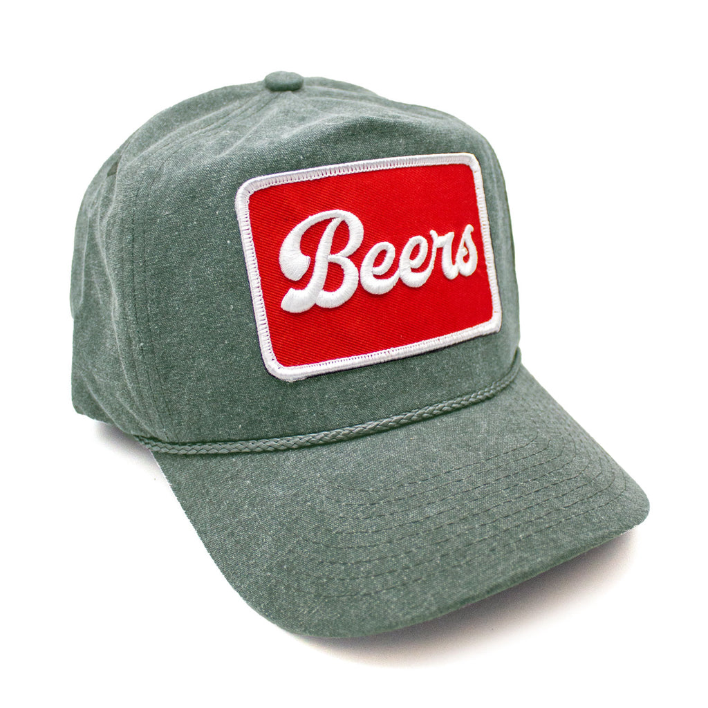 Riviera Supply Co - 5 Panel Moss Stone Washed Canvas Golf Hat Beers Patch Hat 