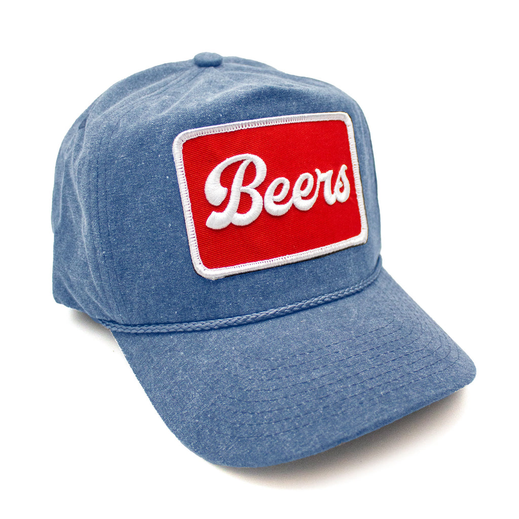 Riviera Supply Co - Sky 5 Panel Stone Washed Canvas Golf Hat  Beers Patch